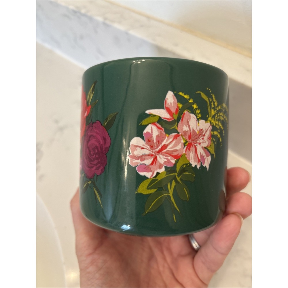 Starbucks Mug Floral Green Ceramic Holiday 2018 12 oz Bando Red Rose - Picture 3 of 8